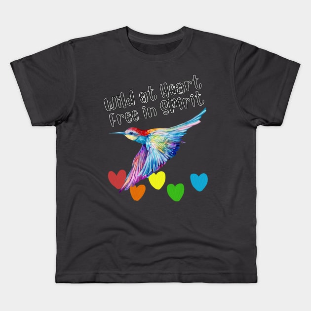 Hummingbird Heart Kids T-Shirt by Whiskers and Wings